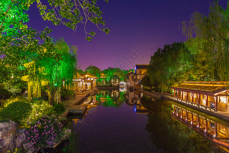 济南大明湖夜景5A景点高清图片素材