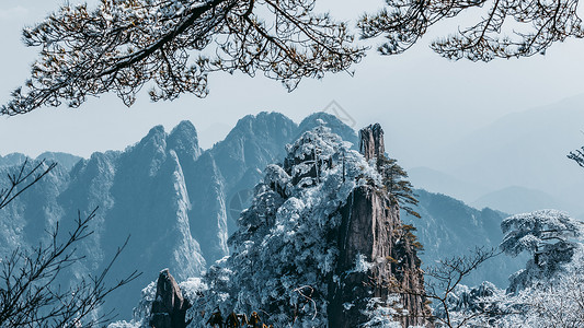 雪后黄山窗边雪景图片素材