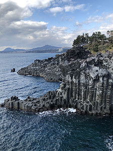 济州岛柱状节理带高清图片