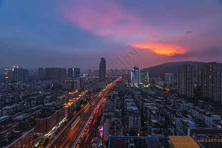 厦门城市日落时分夜景高清图片素材