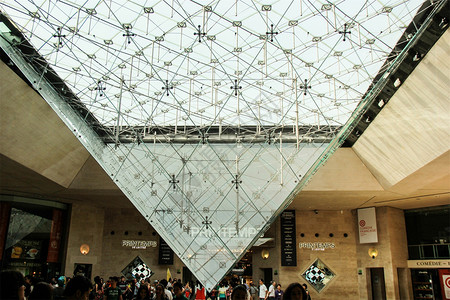 玻璃尖顶法国卢浮宫尖顶背景