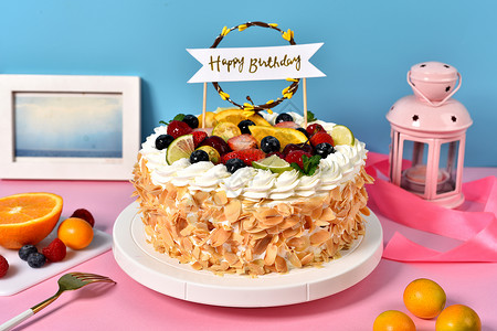 虎年大生日蛋糕水果蛋糕背景
