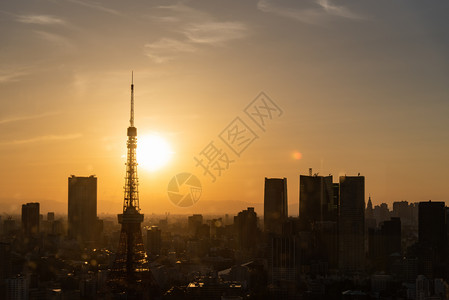 日本东京城市夜景日落图片