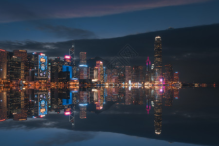香港维多利亚港对称高清图片素材