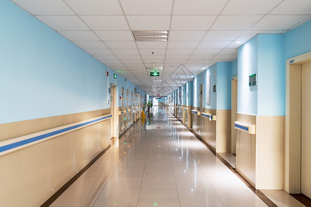 蓝色医院背景医院走廊背景