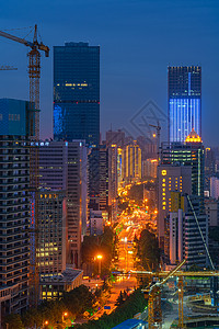 城市夜景建筑工地车流高清图片素材