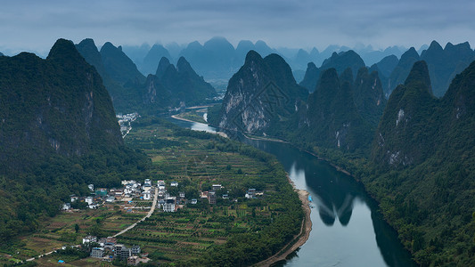 上帝和真主同在桂林喀斯特地貌航拍图背景