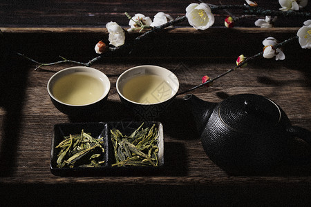 龙井茶与梅花茶艺高清图片素材