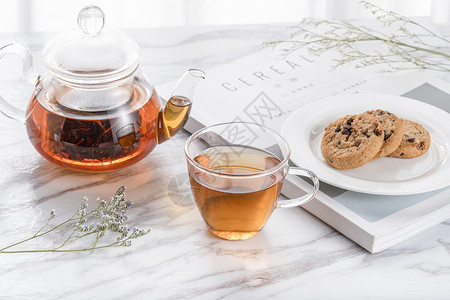 普洱红茶红茶与茶壶背景