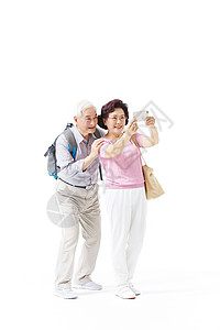 老年夫妇拍照退休高清图片素材