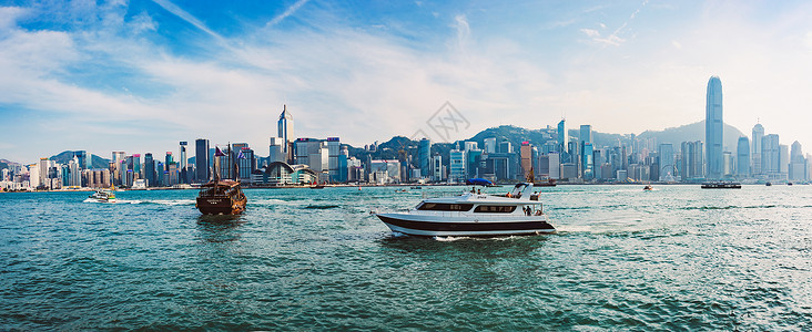 漂浮日光香港维多利亚港风景背景
