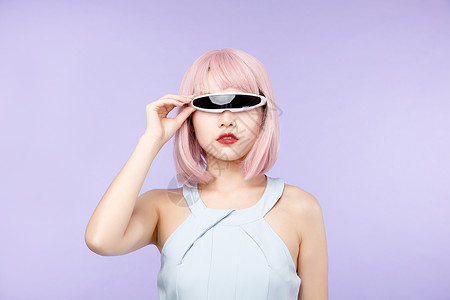 美女带VR眼镜青春高清图片素材