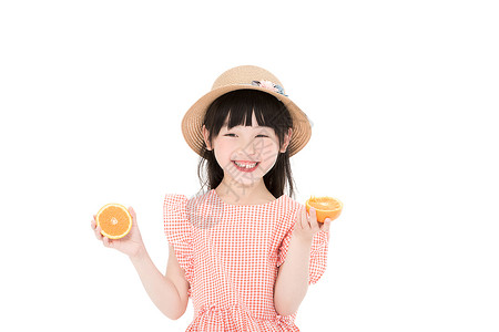 小女孩吃水果背景图片