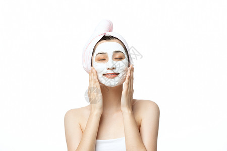 女性涂面膜清洁面具高清图片