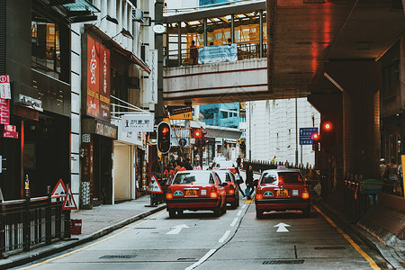 香港街景街头出租车高清图片