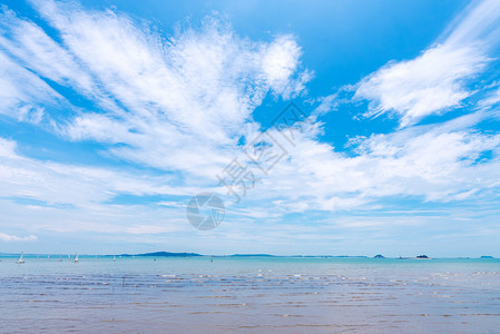 碧海银滩蓝天白云素材背景