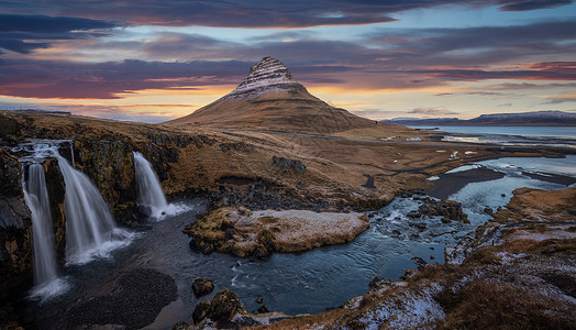 唯美冰岛瀑布冰岛自然风光背景