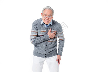 老人心口疼老年心脏病高清图片