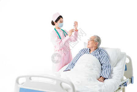 护士为住院病人打针背景