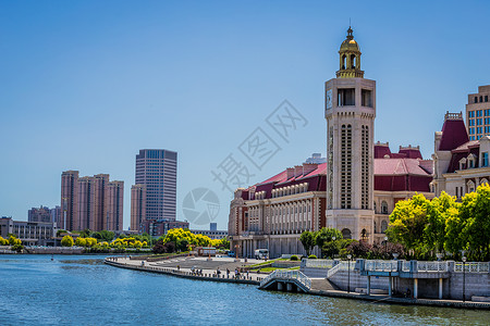 式建筑天津风景津湾广场背景