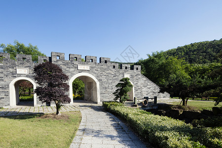 中国风城门穹窿山古城门背景