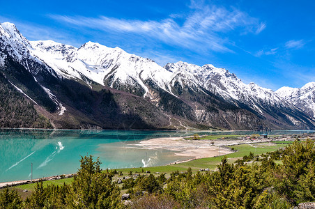 西藏旅游景点西藏然乌湖背景