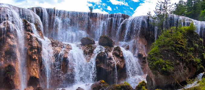 一滩水九寨珍珠滩瀑布背景