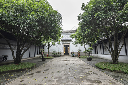 苏式庭院中式建筑背景