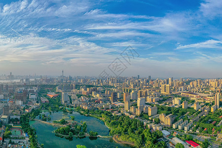 湖南岳阳湖景公园城市风光背景图片