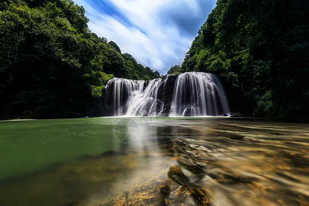 漳洲云水谣树海瀑布背景