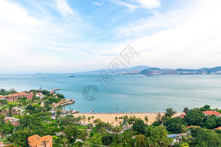 夏季海厦门鼓浪屿海边背景