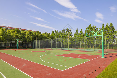 学校篮球架篮球场背景