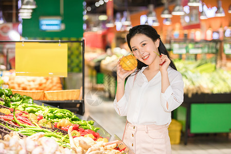 美女超市购物超级市场高清图片素材
