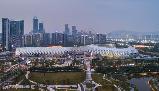 中国广东省深圳市南山区深圳湾体育中心春茧体育馆繁荣高清图片素材