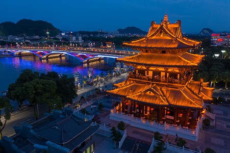 桂林逍遥楼夜景高清图片