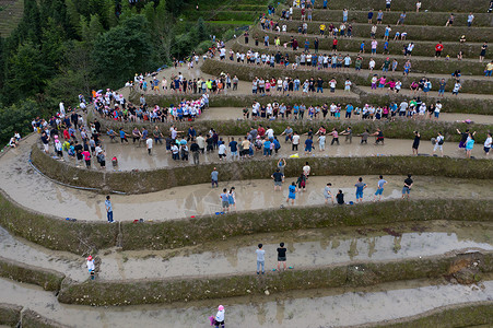 桂林龙脊梯田梳秧节活动背景图片
