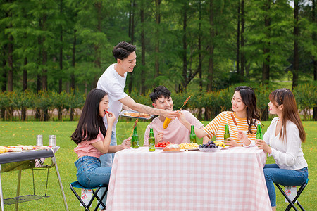 夏日活动青年朋友聚会野餐烧烤背景