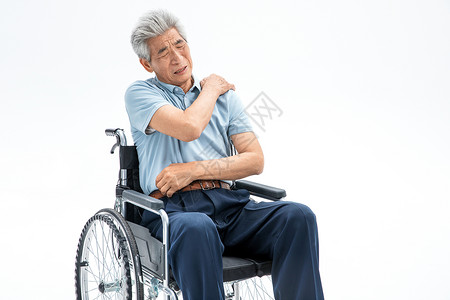 残疾人物老年人肩膀痛背景