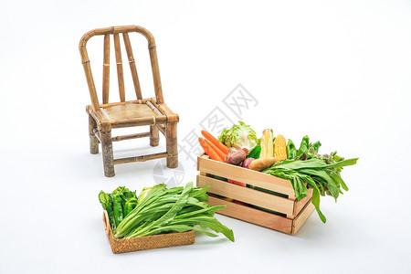 木椅模型蔬菜地摊背景