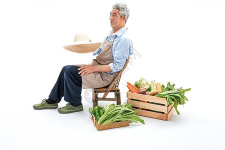 菜农座椅卖菜休息图片素材