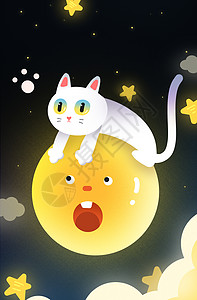 月亮上的猫咪背景图片