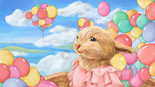 兔子的气球旅行图片