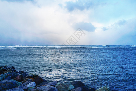 北海道北方大海背景