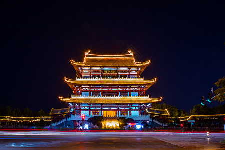 旅游胜地杜甫江阁夜景当地著名景点高清图片素材