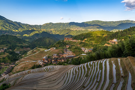 遇见6月桂林龙脊梯田风景背景