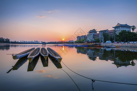 厦门集美渔舟唱晚背景图片