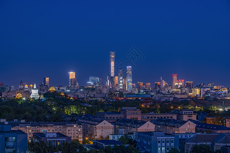 夜景北京CBD地标建筑大厦高清图片素材