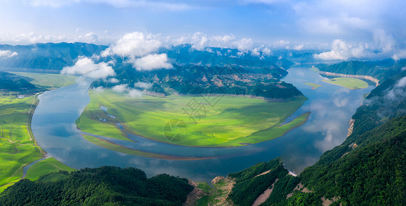 鸭绿江风光风景素材绿高清图片