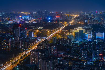 城市交通科技夜色北京西三环中路背景