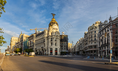 马德里著名商业街格兰大道城市建筑高清图片素材